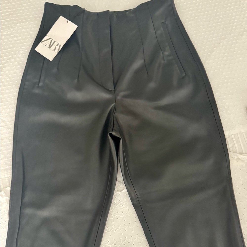 Zara Black Faux Leather Pants